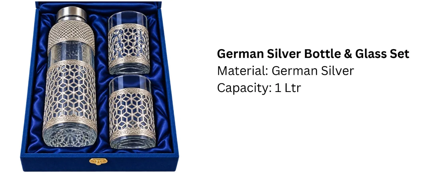 German Silver Bottle & Glass Set